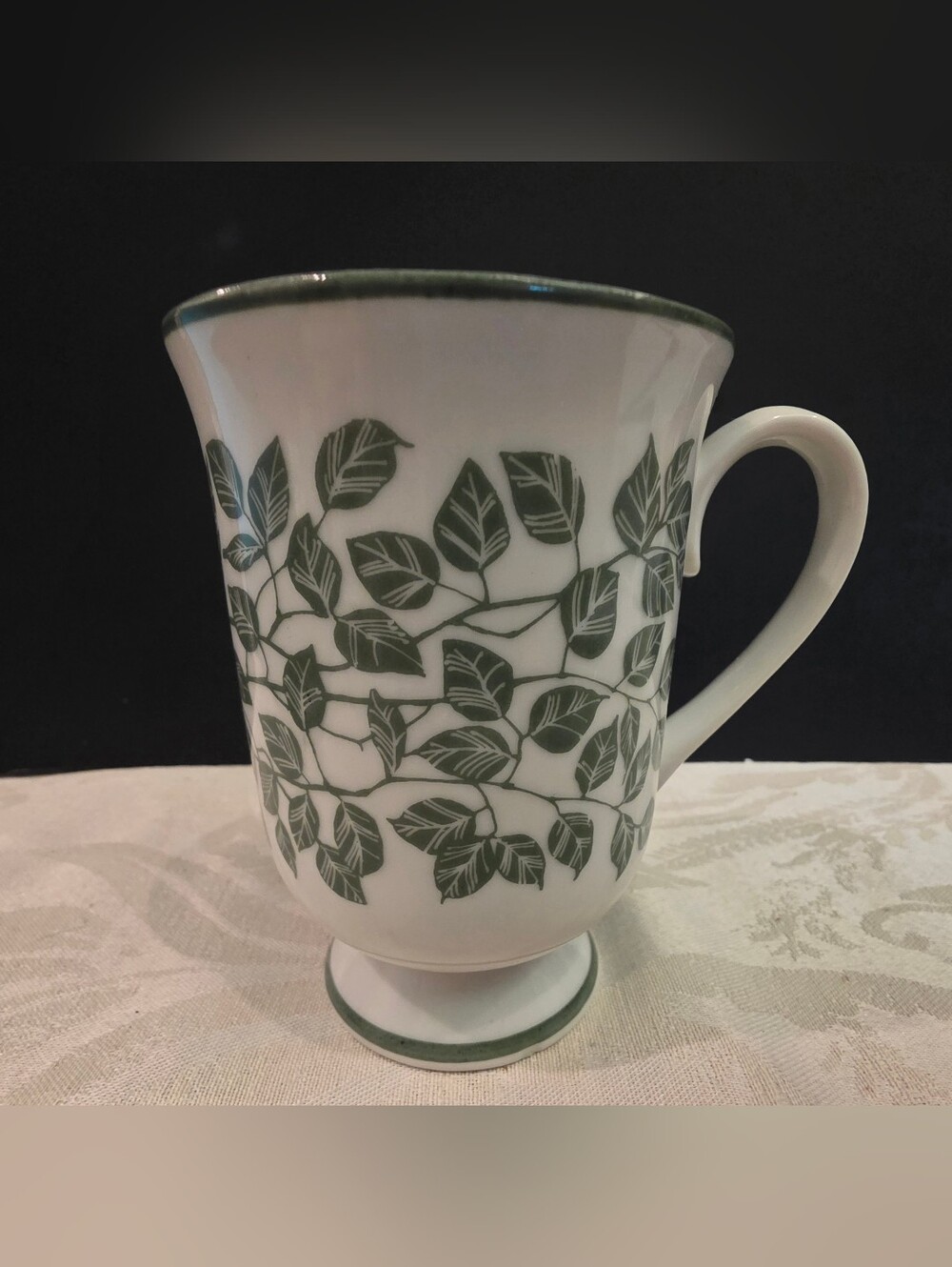 Vintage Holt Howard Footed 8 Oz Green Leaf & Vine 1960's